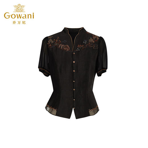 【香云纱】乔万尼龟裂纹上衣重磅20mm真丝桑蚕丝短袖衬衫ET2C278 商品图4