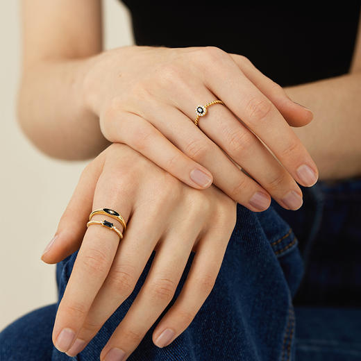 复古镶嵌锆石 Onchic 开口可调节叠戴戒指 商品图2