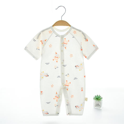 【纯棉A类！网眼透气不闷热】短袖长裤连体衣，新疆长绒棉花，后备网眼设计，双倍凉爽，无骨缝制，0荧光0甲醛，婴儿夏季薄款空调服，纯棉网眼透气哈衣，宝宝夏装衣服 商品图10