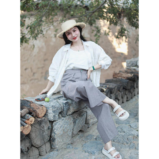 【线上专属】阔腿裤（23709003-红藤杖P161） 商品图0