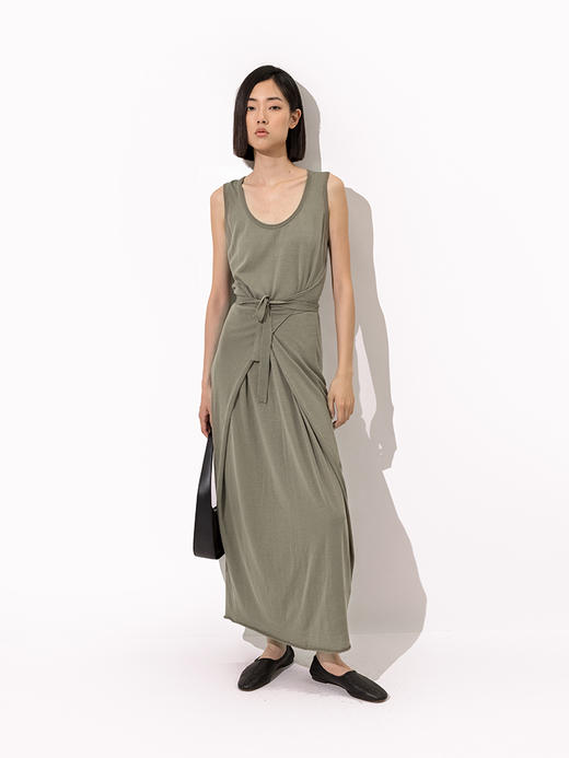 322工房重塑经典天蚕丝围裹腰带背心裙2023夏款中长款连衣裙B080 商品图0