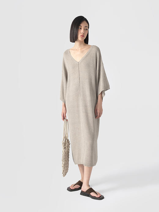 322工房编织无边界和纸纱露背针织罩衫裙2023夏宽松连衣裙女B082 商品图2