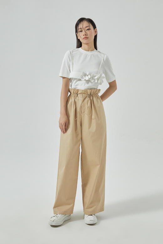 腰间抽褶阔腿长裤 商品图0