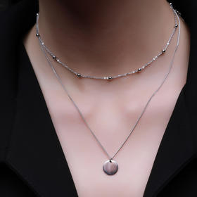 双层锁骨链 ARCHIBALD  圆盘系列纯银项链