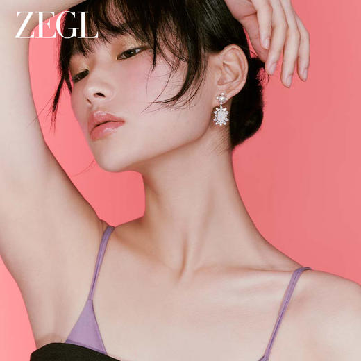 ZEGL设计师蕾丝系列几何粉锆耳环女小众设计感高级耳钉银针耳饰品 商品图2