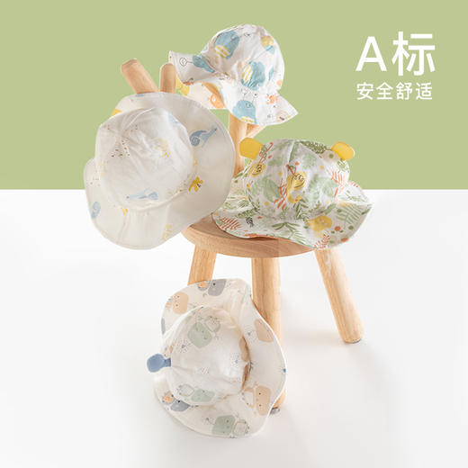 【3D立体造型宝宝遮阳渔夫帽】新生儿夏季薄款帽子外出防晒帽渔夫帽初生宝宝a类纯棉遮阳帽胎帽 商品图1