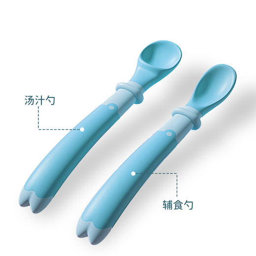 618福利-成长树婴儿卡通感温勺套装冰川蓝 商品图0