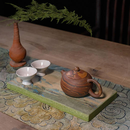 巴蜀汉陶·古画系列干泡茶承，将非遗做成专利，能“喝水”的茶承，名画绘制，风雅无边。 商品图3