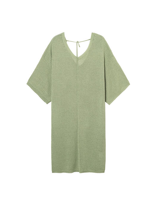 322工房编织无边界和纸纱露背针织罩衫裙2023夏宽松连衣裙女B082 商品图4