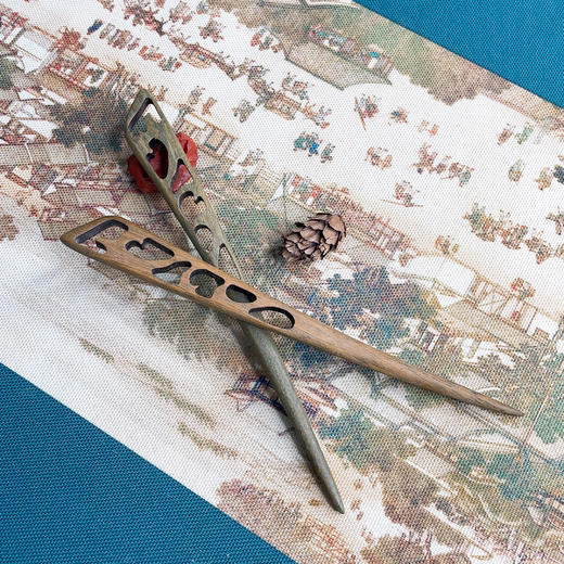 印尼进口绿檀木发簪 天然原木 手工细做 优雅国风 商品图5