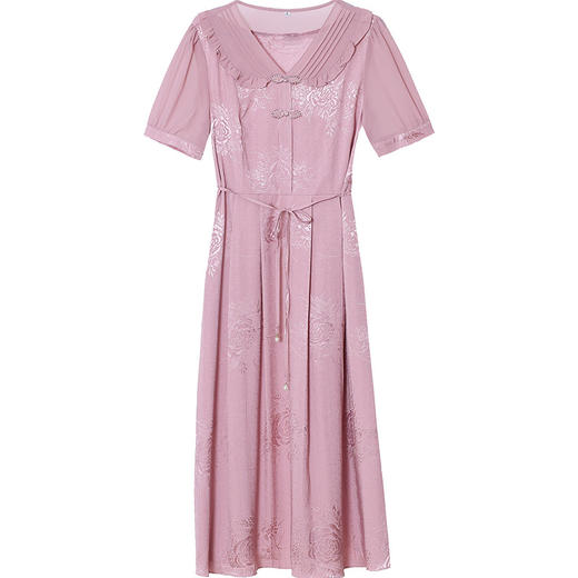 气质妈妈装连衣裙新款短袖裙改良复古旗袍裙中长裙QYM-JJ-GQ958-Y 商品图4