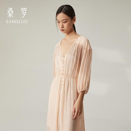 新品|新古典主义  复古宫廷睡袍SANGLUO香槟色桑蚕丝居家睡衣 商品图2