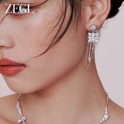 ZEGL设计师耀影星河系列流苏耳环女长款耳钉小众设计感银针耳饰品 商品图3