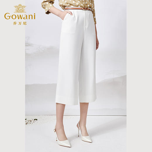 乔万尼夏季阔腿裤气质白色高腰显瘦八分裤ET2F316 商品图2