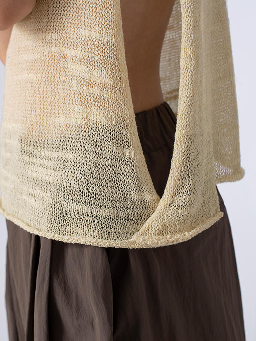 322工房手工纹理藤缠纱棉针织背心2023夏无袖百搭性感罩衫女B087 商品图3