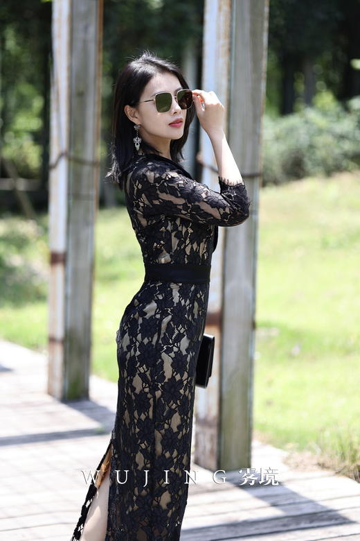 【雾境定制款】黑金璀璨 极致女人味精致高级感进口亮丝提花蕾丝连衣裙 2202220 商品图4