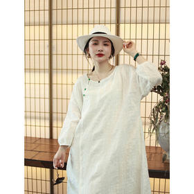 【线上专属】改良连衣裙（23707302-麻白）
