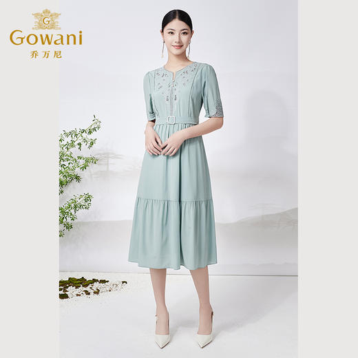 乔万尼真丝连衣裙法式收腰重工绣花ET2E285 商品图3