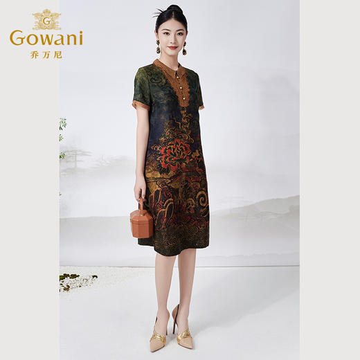 【满庭祥瑞图】【香云纱】乔万尼桑蚕丝连衣裙重磅26mm真丝复古气质高级感ET2E280 商品图2