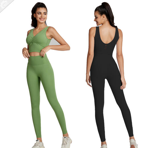 《福利款》套装哈瓦塔暴汗5.0套装 V领时尚性感背心瑜伽服套装女高级感H320115 商品图4