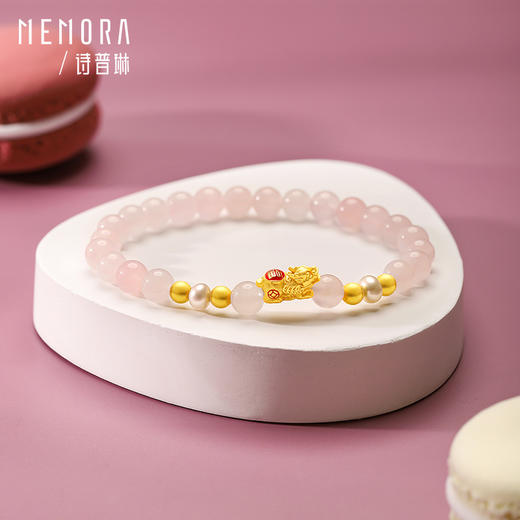 貔貅手链黄金珍珠手串3D硬金粉晶手链足金转运珠女款MEMORA诗普琳HBE07201、HBE07202（线上专供） 商品图7