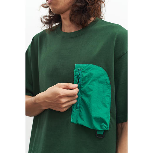 吃茶去chichaqu户外拼贴口袋短袖重磅T恤 商品图5