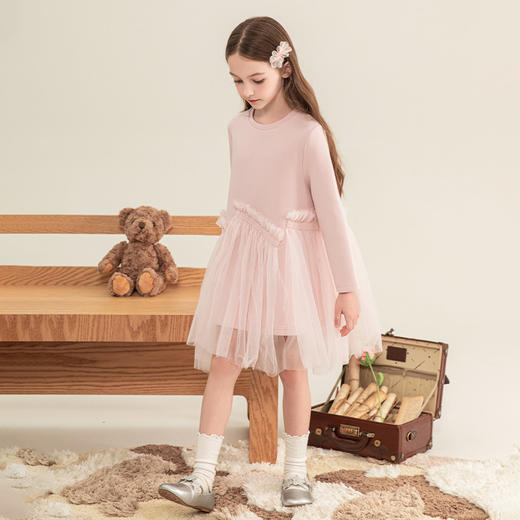 mettekids女童连衣裙2023秋季新款儿童公主裙中大童粉色甜美裙子 商品图3
