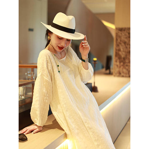 【线上专属】改良连衣裙（23707302-麻白） 商品图1