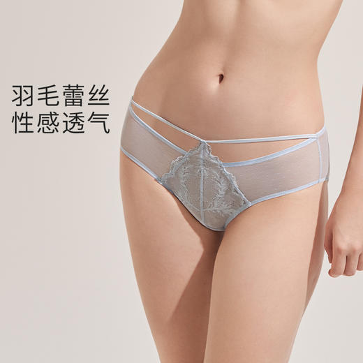 奶糖派配套内裤羽毛轻透性感蕾丝舒适绑带设计亲肤透气三角裤女 商品图1