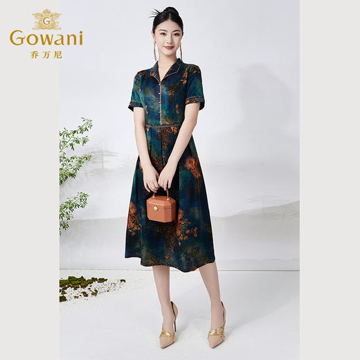 【静荷听雨图】【香云纱】乔万尼真丝连衣裙重磅26mm桑蚕丝收腰气质富贵感ET2E282 商品图2