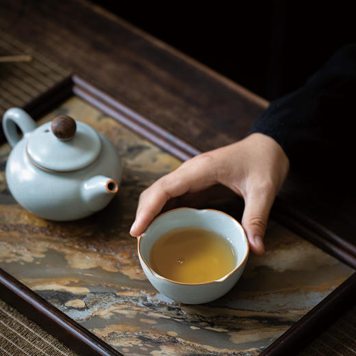 【丰子汝窑】【天青葵口杯】8.1x4.6cm 100ml 茶杯纯手工开片主人杯陶瓷汝瓷单杯子个人品茗杯功夫茶具 商品图3