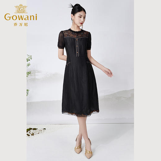 【香云纱】乔万尼真丝龟裂纹连衣裙20mm重磅桑蚕丝新中式ET2E261 商品图1