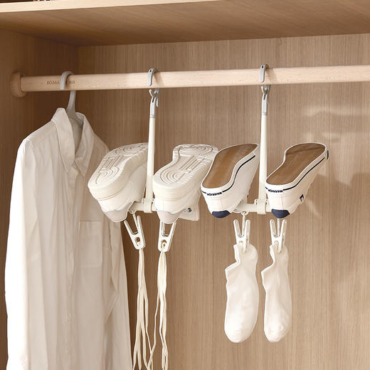 FaSoLa 家用多功能防风双钩阳台晒鞋架挂鞋子的晾鞋架可旋转收纳创意神器 商品图4