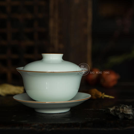 抱翁堂 青白釉雕刻冰梅盖碗 120ml 口径9cm 高5.3cm 底足2.9cm 商品图3