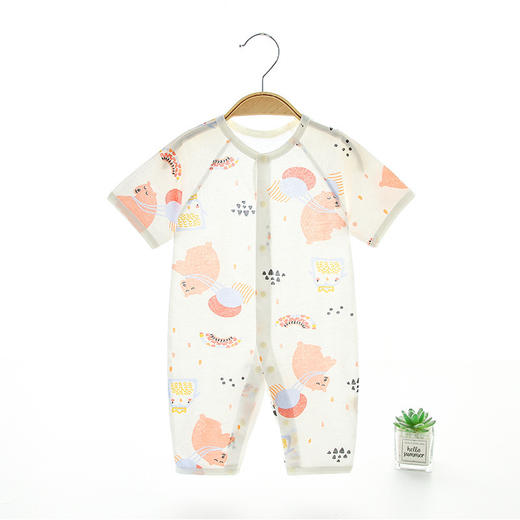 【纯棉A类！网眼透气不闷热】短袖长裤连体衣，新疆长绒棉花，后备网眼设计，双倍凉爽，无骨缝制，0荧光0甲醛，婴儿夏季薄款空调服，纯棉网眼透气哈衣，宝宝夏装衣服 商品图5