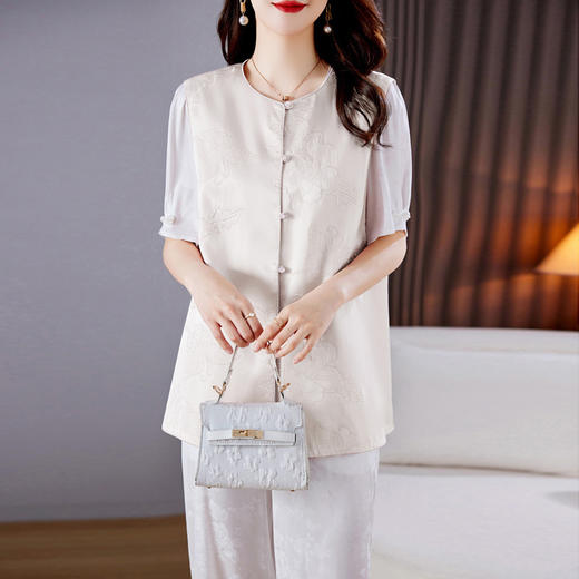 新款夏季圆领刺绣复古马甲中式唐装时尚浪漫柔美三件套HR-WS23179 商品图0