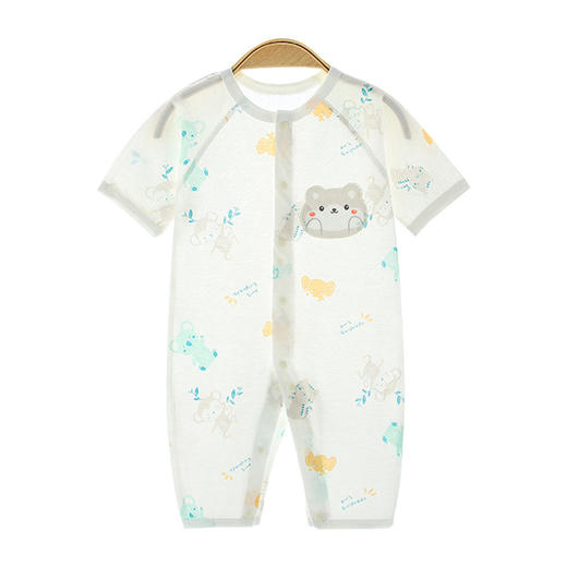 【纯棉A类！网眼透气不闷热】短袖长裤连体衣，新疆长绒棉花，后备网眼设计，双倍凉爽，无骨缝制，0荧光0甲醛，婴儿夏季薄款空调服，纯棉网眼透气哈衣，宝宝夏装衣服 商品图4