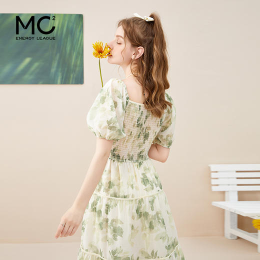 mc2连衣裙女方领印花茶歇法式连身裙森系气质碎花裙减龄小个子裙 商品图2