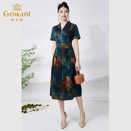 【静荷听雨图】【香云纱】乔万尼真丝连衣裙重磅26mm桑蚕丝收腰气质富贵感ET2E282 商品图3