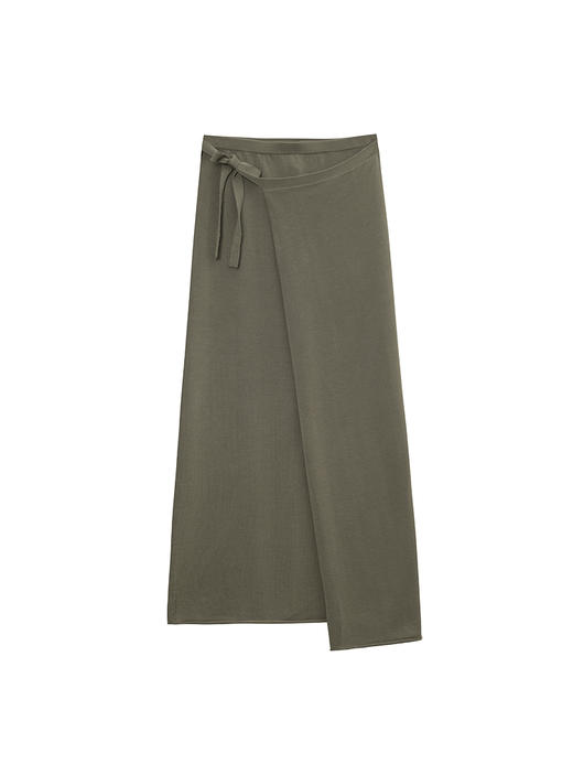 322工房重塑经典蚕丝针织半身裙2023夏款百搭系带高腰半裙女B089 商品图4