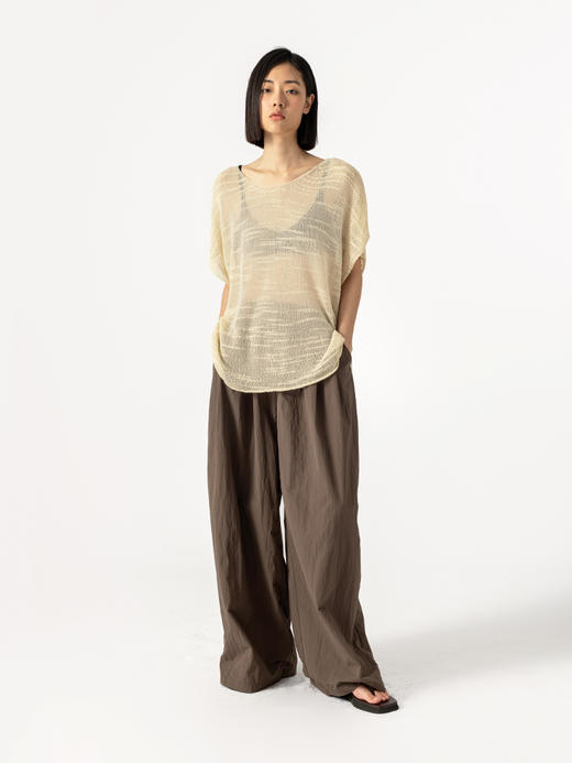 322工房手工纹理藤缠纱棉针织罩衫2023夏款镂空透视廓形罩衫B084 商品图1