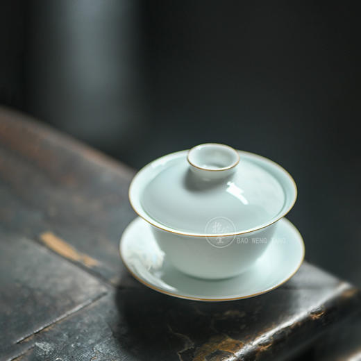 抱翁堂 青白釉雕刻冰梅盖碗 120ml 口径9cm 高5.3cm 底足2.9cm 商品图4