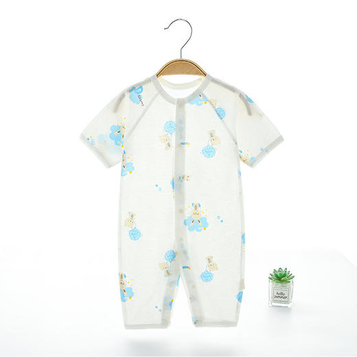 【纯棉A类！网眼透气不闷热】短袖长裤连体衣，新疆长绒棉花，后备网眼设计，双倍凉爽，无骨缝制，0荧光0甲醛，婴儿夏季薄款空调服，纯棉网眼透气哈衣，宝宝夏装衣服 商品图12