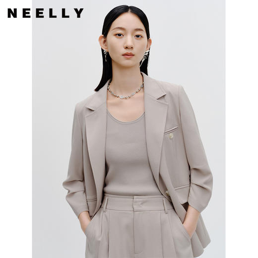 NEELLY纳俪商场同款一粒扣西装外套女修身气质百搭上衣小个子时尚N23071W01014 商品图2