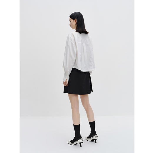 NEELLY纳俪商场同款黑色半身裙女秋季新款半百褶a字裙气质短裙N23071E01025 商品图3