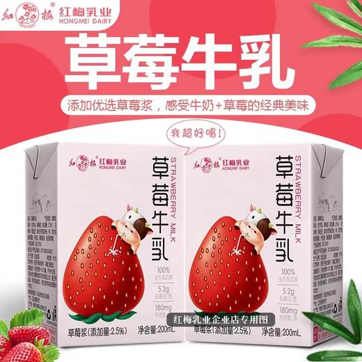 红梅乳业 草莓牛乳 12盒/箱 商品图1