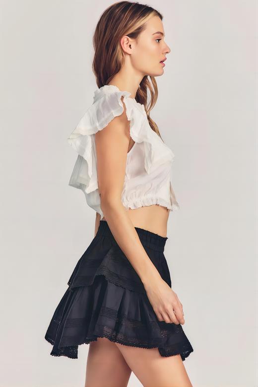 LOVESHACKFANCY - RUFFLE MINI SKIRT - BLACK - 短裙 - 黑色 商品图2