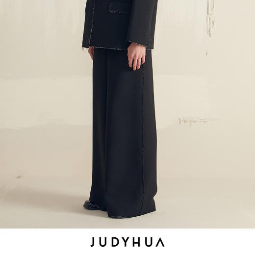 JUDYHUA 侧缝毛边设计直筒裤 商品图1