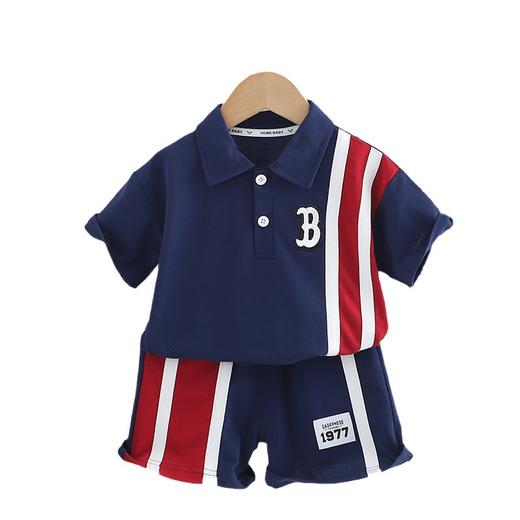 A类夏季新款翻领b字POLO衫童装男童两件套短裤夏装儿童套装 商品图4