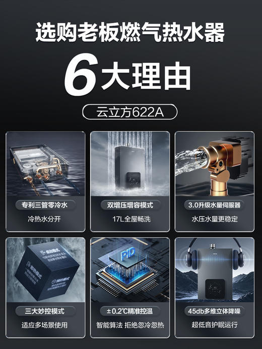 老板旗舰店622A-16L燃气天然气热水器防冻恒温变频电热水器家用 商品图1